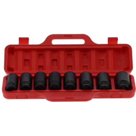 Impact Socket Set of 8 High Torque 6-Point Impact Deep Chrome Vanadium Steel Automatic Tool (Metric System)