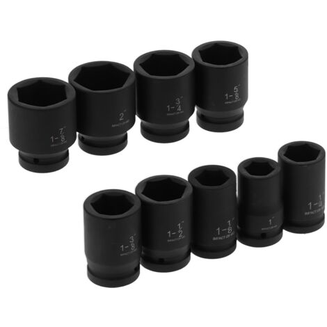 Impact Socket Tools,9 Stück 1-7/8 Zoll-Steckschlüsselsatz tiefes 6-Punkt-Schlagschrauber-Steckschlüssel-Set mit hoher Torsion,entwickelt für Schlagschrauber