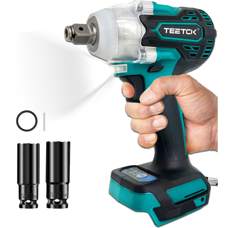 Impact wrenches,Cordless Brushless 1/2' Impact Wrench Impact Driver Ratchet Rattle Nut Gun Torque 420N.m with 2 Sockets(19/21mm),No