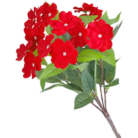 Impatiens artificiali da 40 cm, piante artificiali da esterno, giardino, veranda, balcone, decorazioni per matrimoni, 2 piante (rosse)