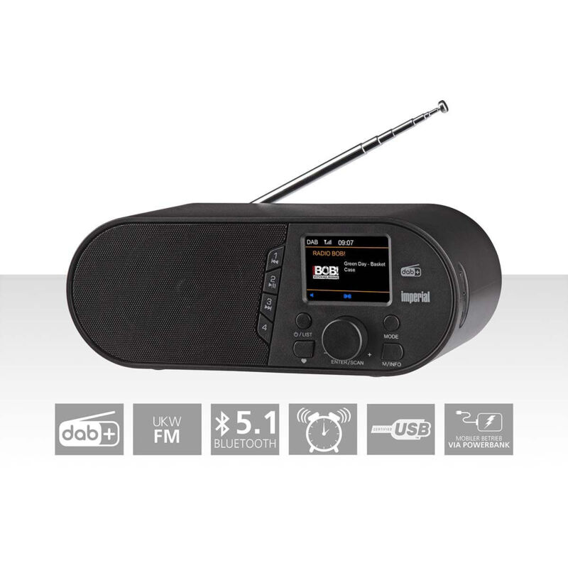 Dabman d105 Radio de table dab+, fm, fm noir C060642 - Imperial