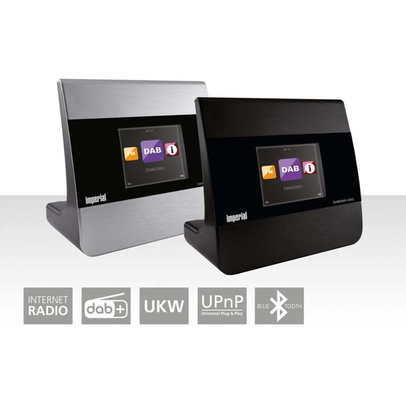 Imperial - dabman i400 Adaptateur pour radio Internet dab+, fm, Internet Bluetooth, dlna, WiFi, radio internet compatible dlna, multiroom argent