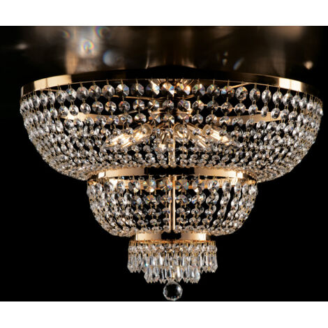 Imperial Deckenlampe aus Eisen und Goldmessing mit acht Lichtern 65x h48 cm