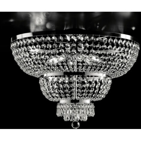 Imperial Deckenlampe aus Eisen und verchromtem Messing mit acht Lichtern 65x h48 cm