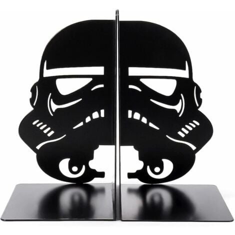 TIGREZY Imperial Stormtrooper-Buchstützen, schwarze Metallmasken-Buchstützen für dekoratives Heim-Bücherregal, robuste Buchstütze, Stormtrooper-Buchstopper, The Force-Bücherregal-Buchständer