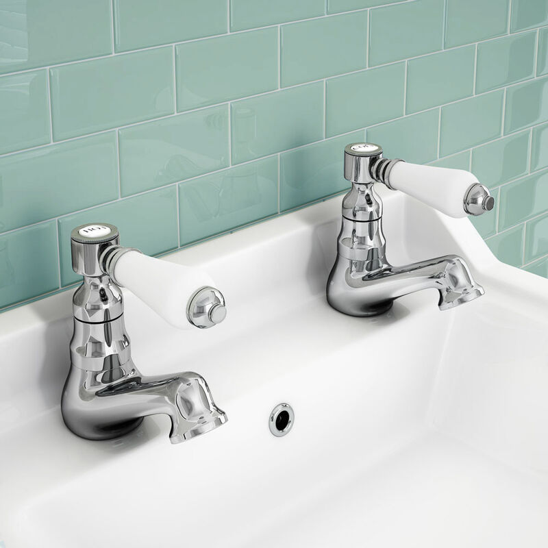 Imperior Traditional Bathroom Hot & Cold Twin Basin Taps