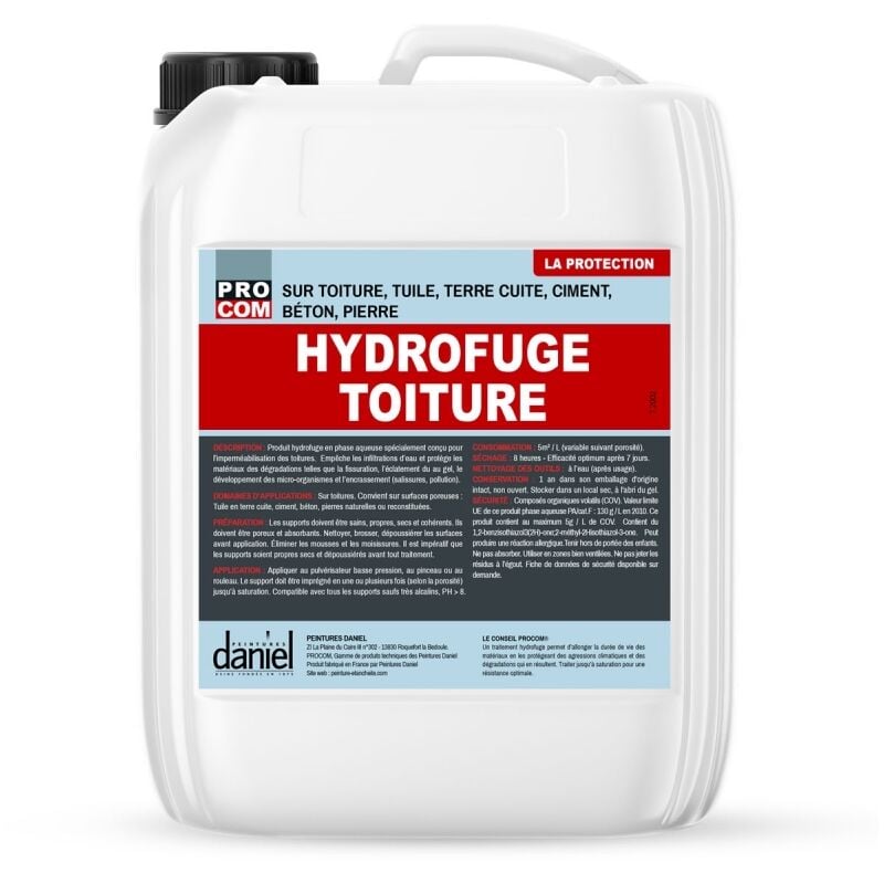 Procom - Hydrofuge toiture incolore, imperméabilisant toiture tuile, terre cuite, béton, ciment, pierre Defender Incolore 5 litres