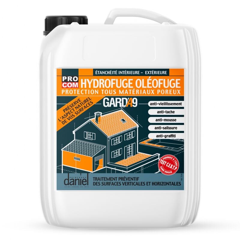 Imperméabilisant hydrofuge oléofuge anti tâches GARDA9 - Terrasse, sol, mur, façade, toiture Procom 1 litre