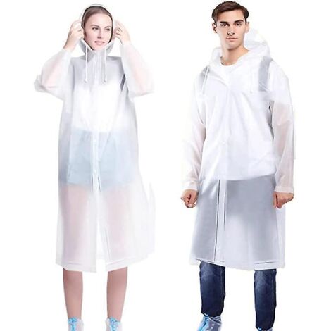 impermable Rutilisable Portable (2 Pices En Blanc), Impermable Impermable Pour Hommes Et Femmes, Impermable De Voyage Pour Hommes Et Femmes, Imper
