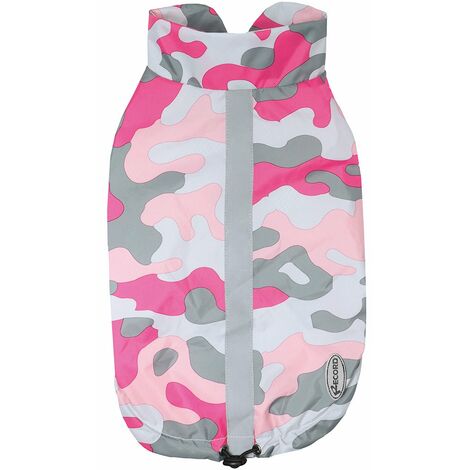 Impermeabile con banda catarifrangente formato tascabile modello Pollock per cani: M - verde camouflage