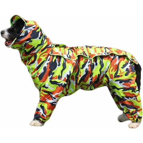 Impermeabile per cani con cappuccio staccabile, cappotto per cani con coulisse esterna regolabile, giacca impermeabile per cani, giacca antipioggia con cappuccio e foro per collo, 10 taglie, 28 (verde camouflage)