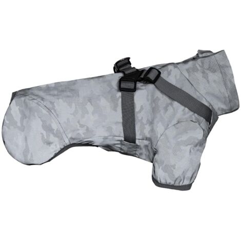 Impermeabile per cani di piccola taglia con imbracatura, cappotto antipioggia riflettente impermeabile per cani di piccola taglia, motivo mimetico, S