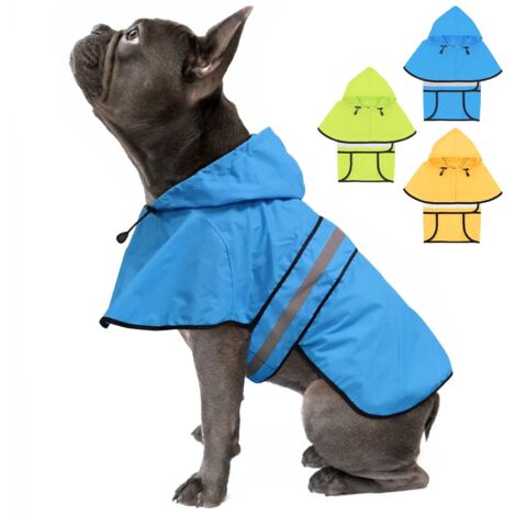 Impermeabile per cani - Impermeabile per cani con cappuccio riflettente - Impermeabile leggero e regolabile - Copertura antipioggia per cani di piccola taglia - Piccolo, Blu, Un pezzo