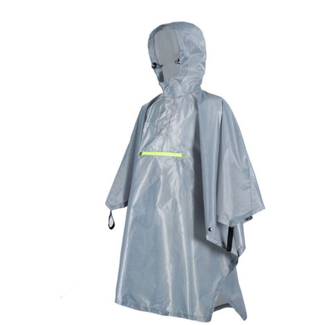 Impermeabile per donna e uomo, impermeabile riflettente, poncho antipioggia con strisce riflettenti, grigio