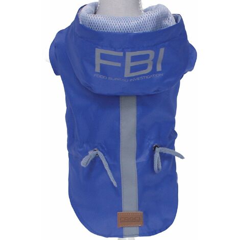 Impermeabile VANCOUVER FBI BLUE con cappuccio e foro per guinzaglio per cani : 35 cm