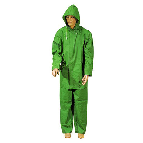 Cerata impermeabile pescatore giacca pantalone PVC pesante verde taglia L 