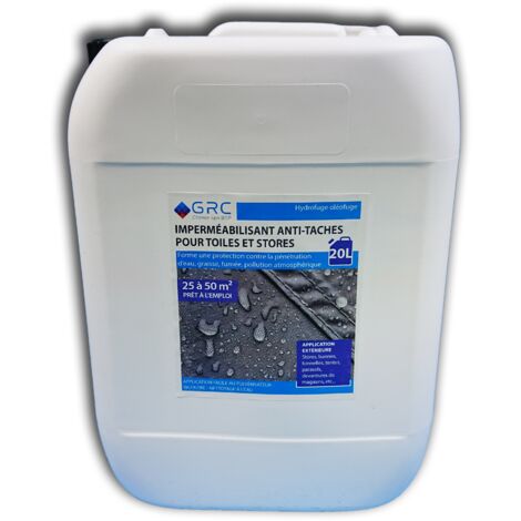 Imperméabilisant anti-taches pour toiles et stores 20L - Protection incolore contre la pénétration d'eau, graisse, fumée et pollution