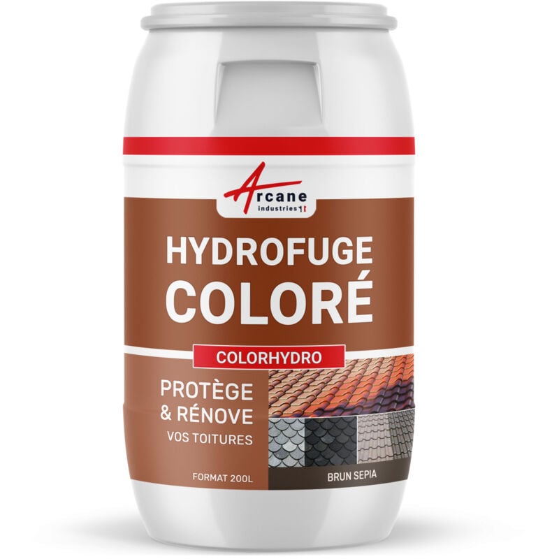 Arcane Industries - Hydrofuge coloré imperméabilisant toiture tuiles terre cuite béton ciment fibrociment ardoise hydrofuge teinté - 200 l Brun Sepia
