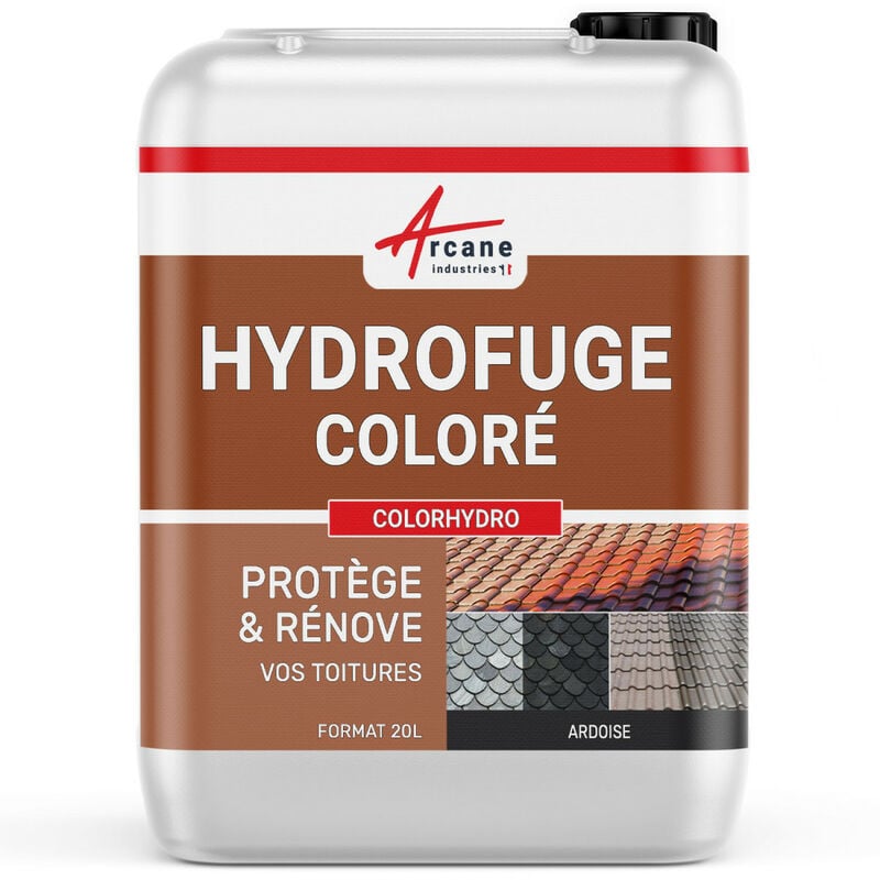 Arcane Industries - Hydrofuge coloré imperméabilisant toiture tuiles terre cuite béton ciment fibrociment ardoise hydrofuge teinté - 20 l (jusqu à