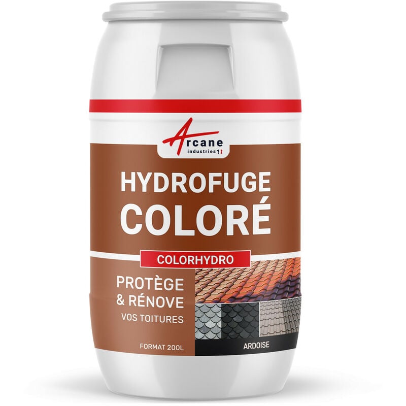 Arcane Industries - Hydrofuge coloré imperméabilisant toiture tuiles terre cuite béton ciment fibrociment ardoise hydrofuge teinté - 200 l Ardoise