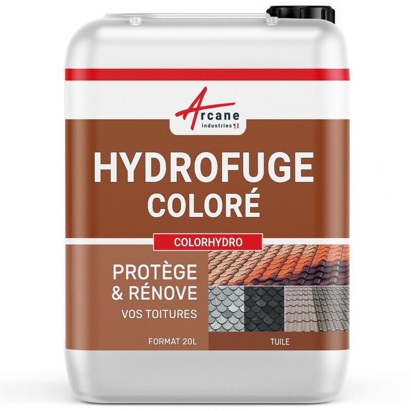 Arcane Industries - Hydrofuge coloré imperméabilisant toiture tuiles terre cuite béton ciment fibrociment ardoise hydrofuge teinté - 20 l (jusqu à