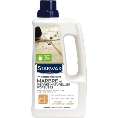 Starwax – Protection anti-tache invisible pour sols poreux en marbre et pierres naturelles – 1L – Imperméabilisation contre taches d'eau, huile et graisses