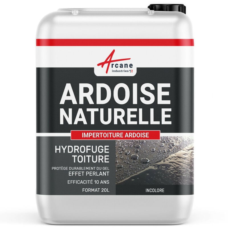 Arcane Industries - Imperméabilisant pour toiture en ardoise hydrofuge incolore impertoiture ardoise - 20 l (jusqu'à 100 m²)