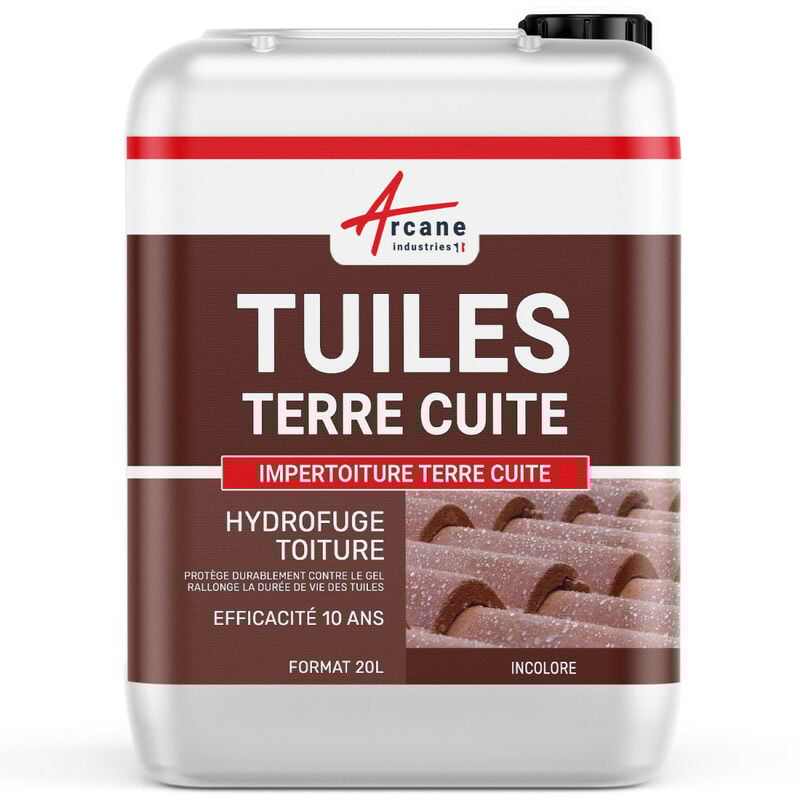 Imperméabilisant pour tuiles en terre cuite hydrofuge incolore toiture poreuse IMPERTOITURE TERRE CUITE - 20 L (jusqu'à 100 m²) - ARCANE INDUSTRIES