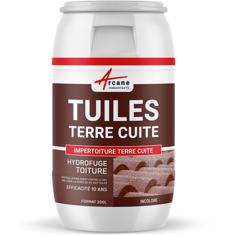 Arcane Industries - Imperméabilisant pour tuiles en terre cuite hydrofuge incolore toiture poreuse impertoiture terre cuite - 200 l