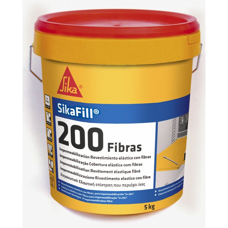 

fill-200 fibras, Pintura elastica con fibras para impermeabilizacion, Blanco, 5kg - Sika