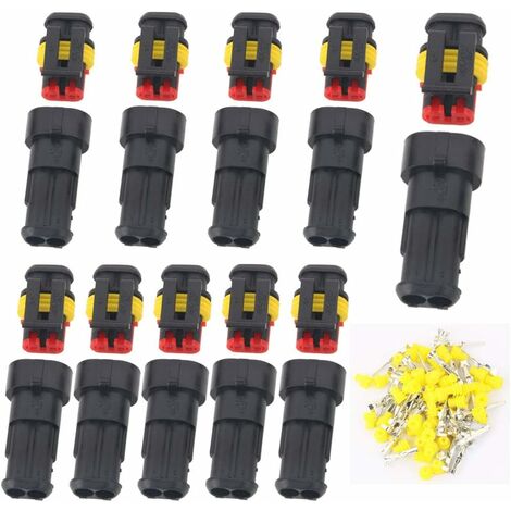 Imperméable à l'eau Connecteur 12V, Connecteur étanche électrique Prise Mâle et Femelle 1,5 mm Terminaux, Waterproof Fil électrique Connecteur pour Moto Auto Truck (2 Pin 10pièce)