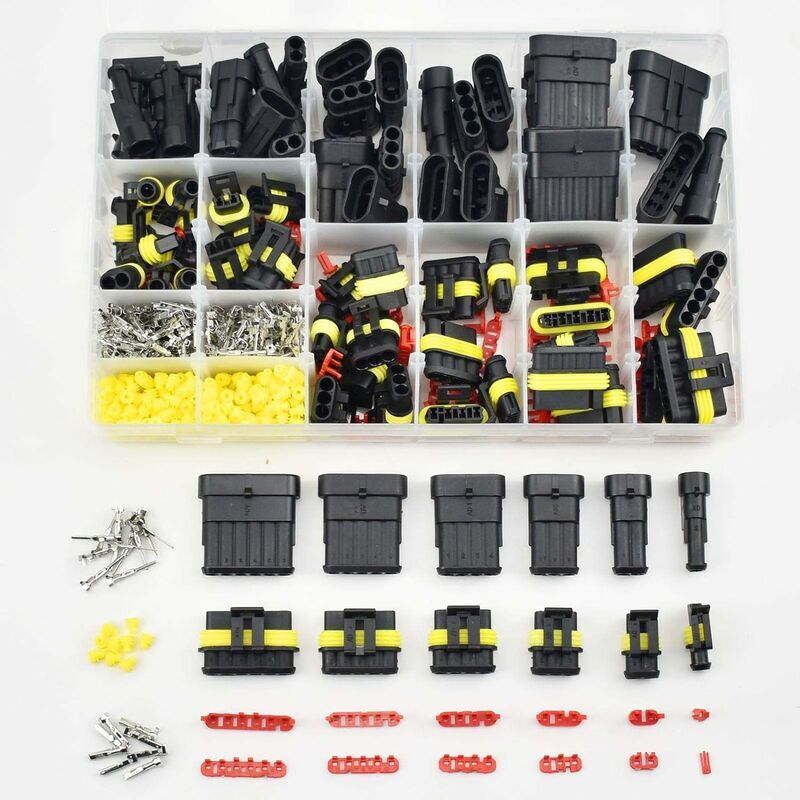 Imperméable à l'eau Connecteur, 708 Pièces Voiture Étanche Connecteur Électrique,Car Terminal Électrique Étanche Plug 1/2/3/4/5/6 Broches