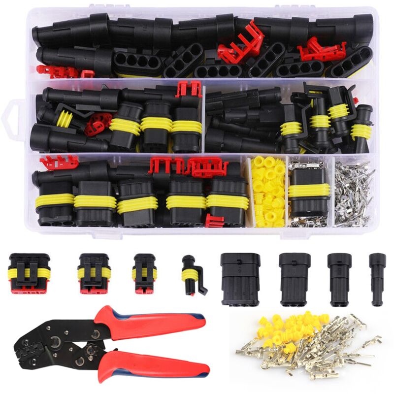 Imperméable à l'eau Connecteurs: 352Pcs Voiture Étanche Connecteur Électrique + Pince à Sertir,Connecteurs Étanches pour Voiture à 1/2/3/4/5/6