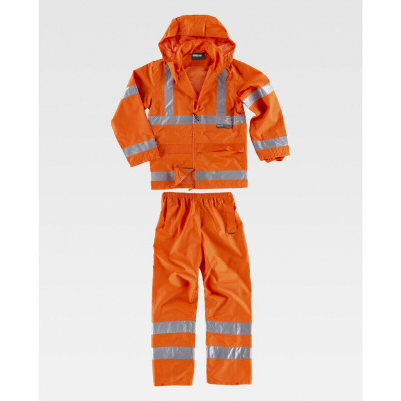 

Traje de agua impermeable de alta visibilidad con cintas reflectantes WORKTEAM S2010 | L - Naranja