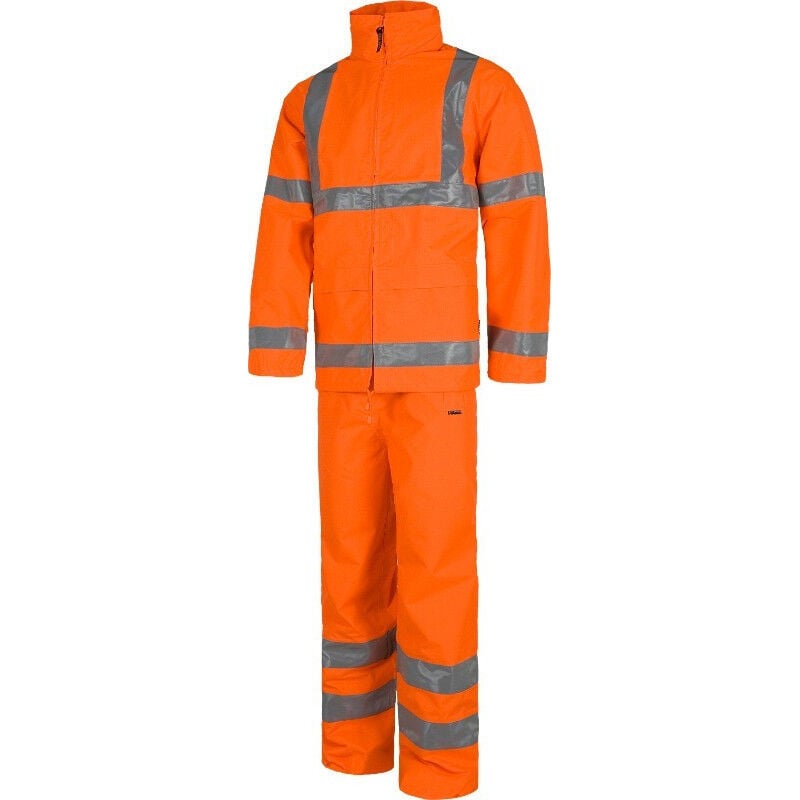 

Workteam - Traje de agua impermeable de alta visibilidad con cintas reflectantes S2010 | Naranja - S