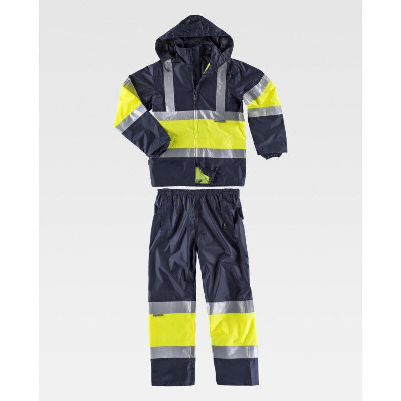 

Traje chubasquero impermeable combinado de Alta Visibilidad WORKTEAM S2018 | 3XL - Marino+Amarillo A.V.