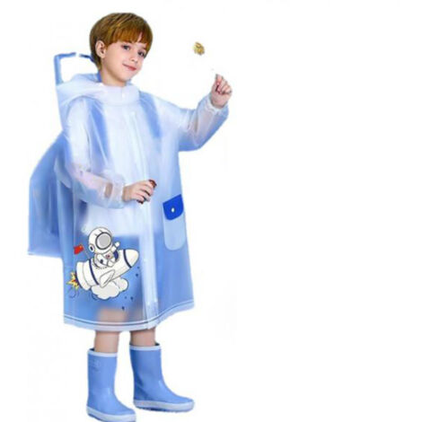 Imperméable Enfant EVA Rocket Astronaut Button Closure L 115‑125cm Imperméable Réutilisable avec Pochette Sac à Dos