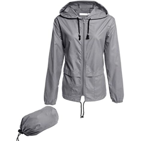 Imperméable Femme Léger Imperméable Vestes de Pluie Pliable Extérieure Coupe-Vent à Capuche HA