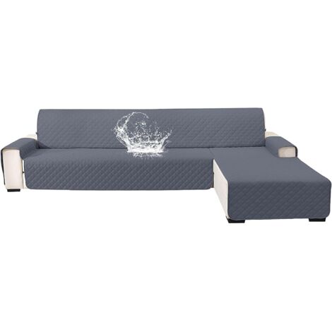 Impermeable Housse De Canapé d'angle 3 Places, Couverture Canapé Angle Universel Réversible, Housse Canape d'angle avec Accoudoirs, Protection Chat Chiens Griffures, Gris Foncé