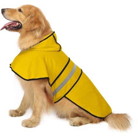 Impermeable liso con capucha para perros - Amarillo