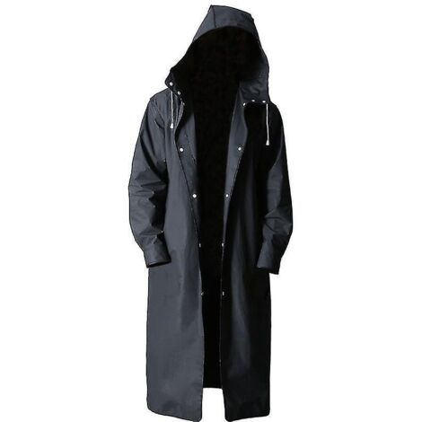 Imperméable long pour homme, poncho de pluie réutilisable avec capuche, idéal pour la randonnée et la pêche, convient aux personnes pesant entre 70 et 85 kg (1 pièce, noir)