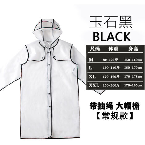 Imperméable long transparent pour homme, adulte, imperméable, complet du corps, noir, taille L-Ensoleillé