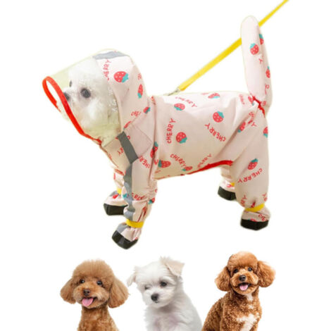 Impermeable para perros con estampado de fresas, apto para perros pequeños y medianos (rosa, XL).
