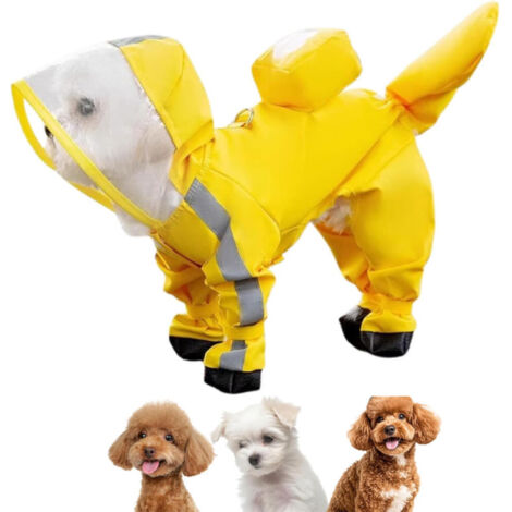 Impermeable para perros, estampado floral amarillo, resistente al agua, apto para perros pequeños y medianos (amarillo, XS).