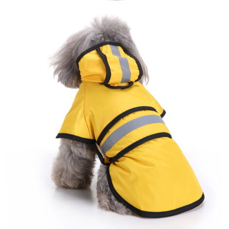 Impermeable para perros talla M: Poncho liso con capucha, chaqueta impermeable duradera con tiras reflectantes para mayor seguridad, prácticas aberturas para la correa y ajuste regulable, perfecto par