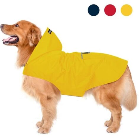 Imperméable pour chien 100% étanche – Tissu extérieur ultraléger et aéré – Bandes réfléchissantes pour sécurité – Pour chiens moyens à grands