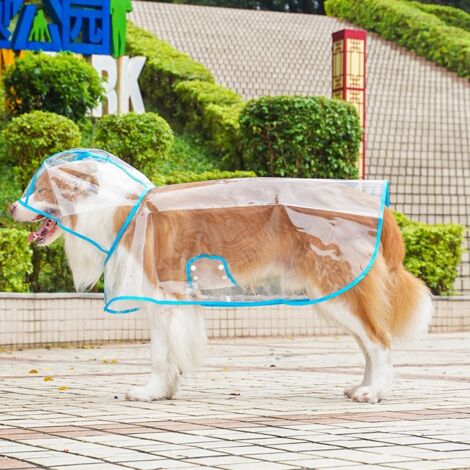 Imperméable pour chien 2XL à bordure bleu ciel, veste imperméable, imperméable portable, respirant et léger.