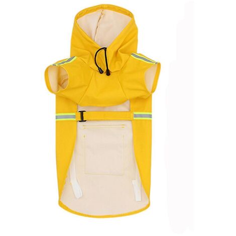 Imperméable pour chien avec bandes réfléchissantes et ouverture pour harnais, jaune, taille L