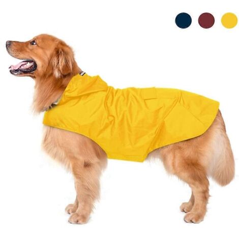 Imperméable pour chien avec capuche, 100 % imperméable, ultraléger et respirant, avec éléments réfléchissants.