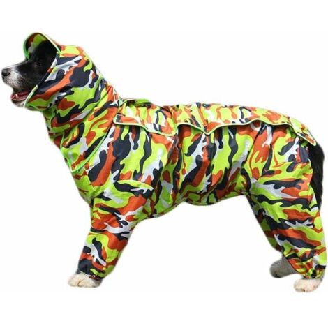 Imperméable pour chien avec capuche amovible (vert camouflage, 16)-Fei Yu